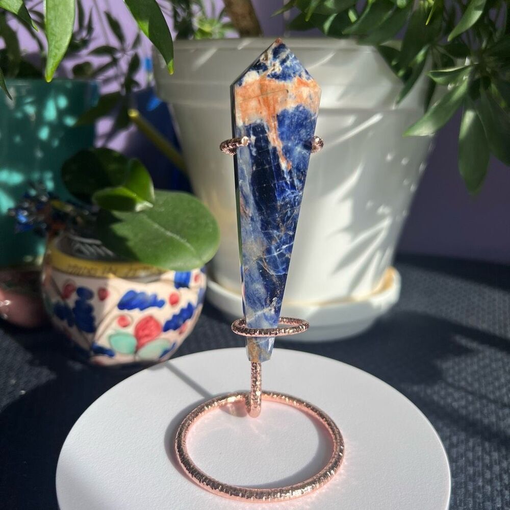 Sodalite Crystal Wand with Rose Gold Stand